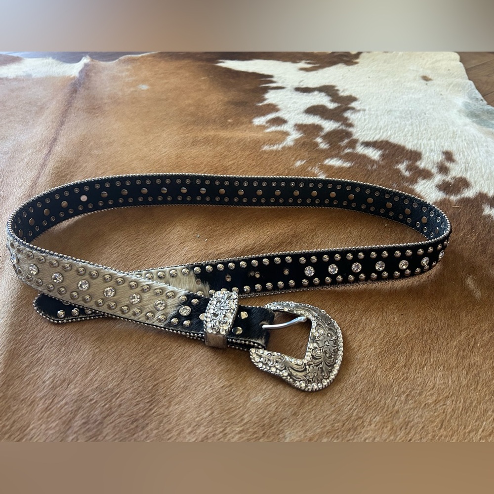 Studded Black and Silver Women's Belt